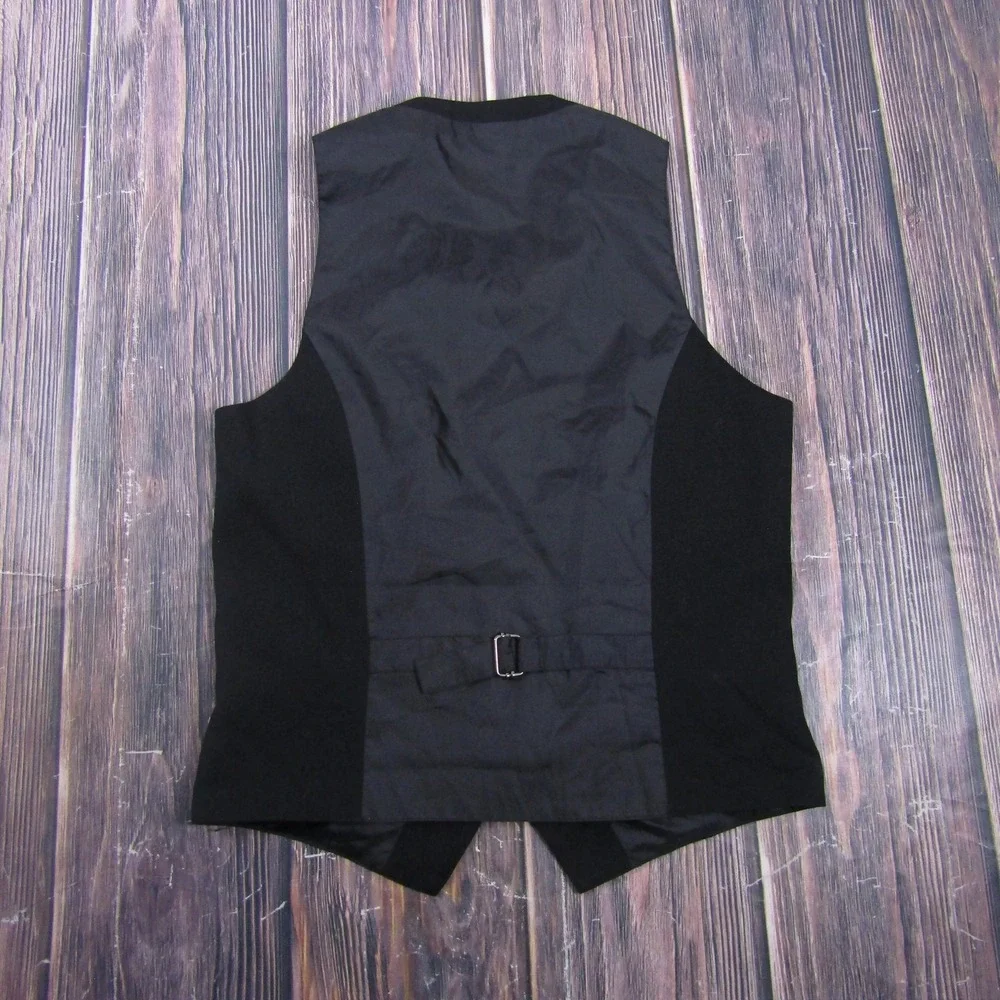 Suit Vest H&M‎ Mens 36 Black Solid Polyester Viscose 2 Piece Belted Formal